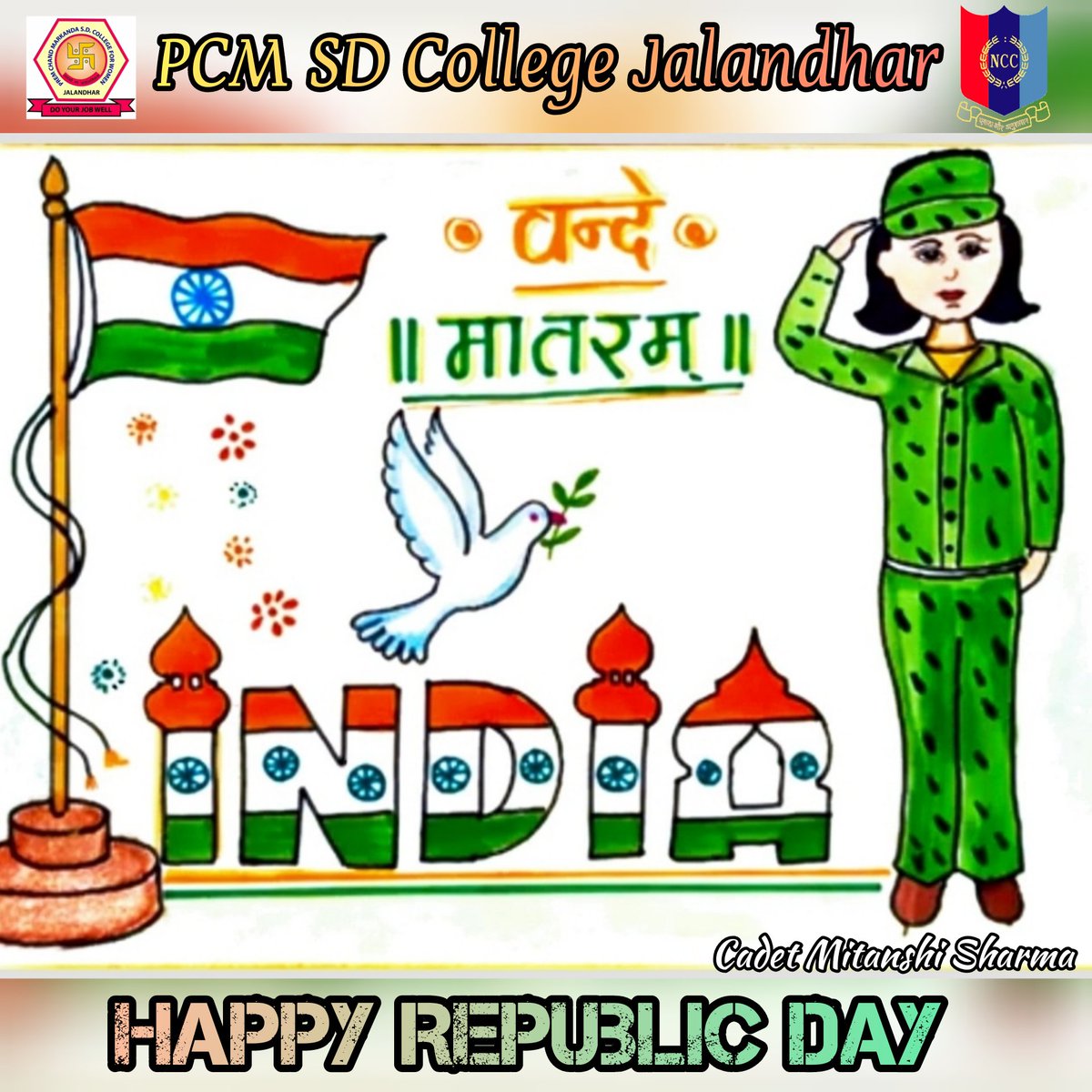 MitanshiSharma5's tweet photo. @HQ_DG_NCC @CPhhp @LieutenantPriya @sd_pcm #ShaheedonKoNaman #RepublicDay #AzadiKaAmritMahotsav #AmritMahotsav #NationalCadetsCorps #RepublicDayIndia #RDC @drajaykumar_ias @YuWaahIndia Enjoy the freedom of the country to protect the nation and make it better💐Happy republic Day🇮🇳 https://t.co/uXzGvCTXye