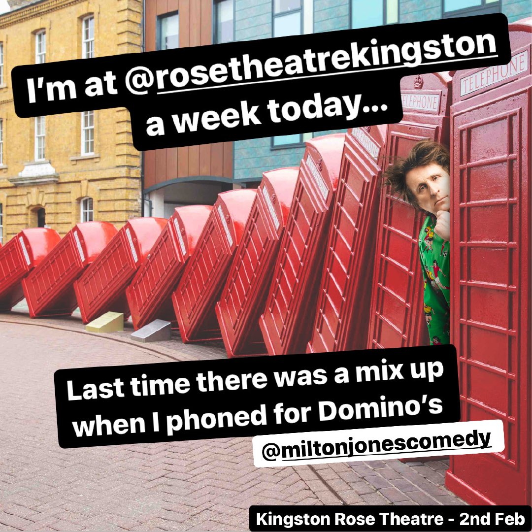 themiltonjones's tweet photo. I'm at @RoseTheatre in Kingston a week today... Last time there was a mix up when I phoned for Domino's. #MiltonImpossible tour dates on https://t.co/IYZZLz0kd7!
@KoThames @surreylive @Thekingstonecho @KtonToday @WhatsOnSurrey https://t.co/MOiIUJLAXH