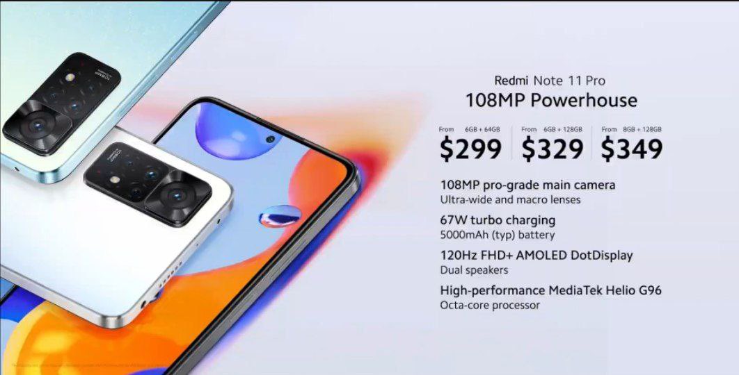 TechFactsRafee's tweet photo. #Redminote11Pro  &amp; #Redminote11Pro 5G launched globally..
#RedmiNote11Series 

4G: #G96
5G: #SD695 5G https://t.co/esimyFhJ7T