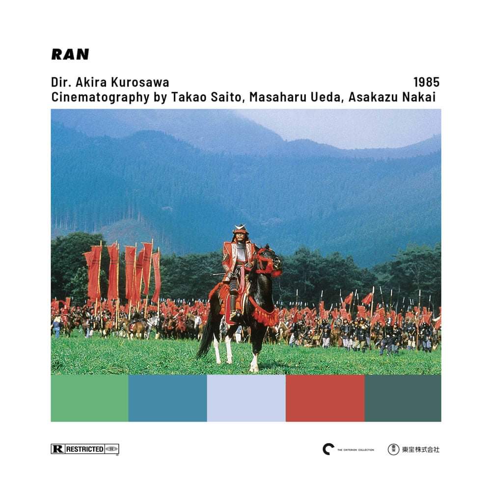 BorrowingTape's tweet photo. RAN (1985)
Dir. Akira Kurosawa
Cinematography by Takao Saito, Masaharu Ueda, Asakazu Nakai
Distributed by TOHO / Criterion Collection
Rated R
#ran1985 #akirakurosawa #criterioncollection #moviepalette #filmart #cinema #movies #FilmTwitter https://t.co/5pcyOWGQxq