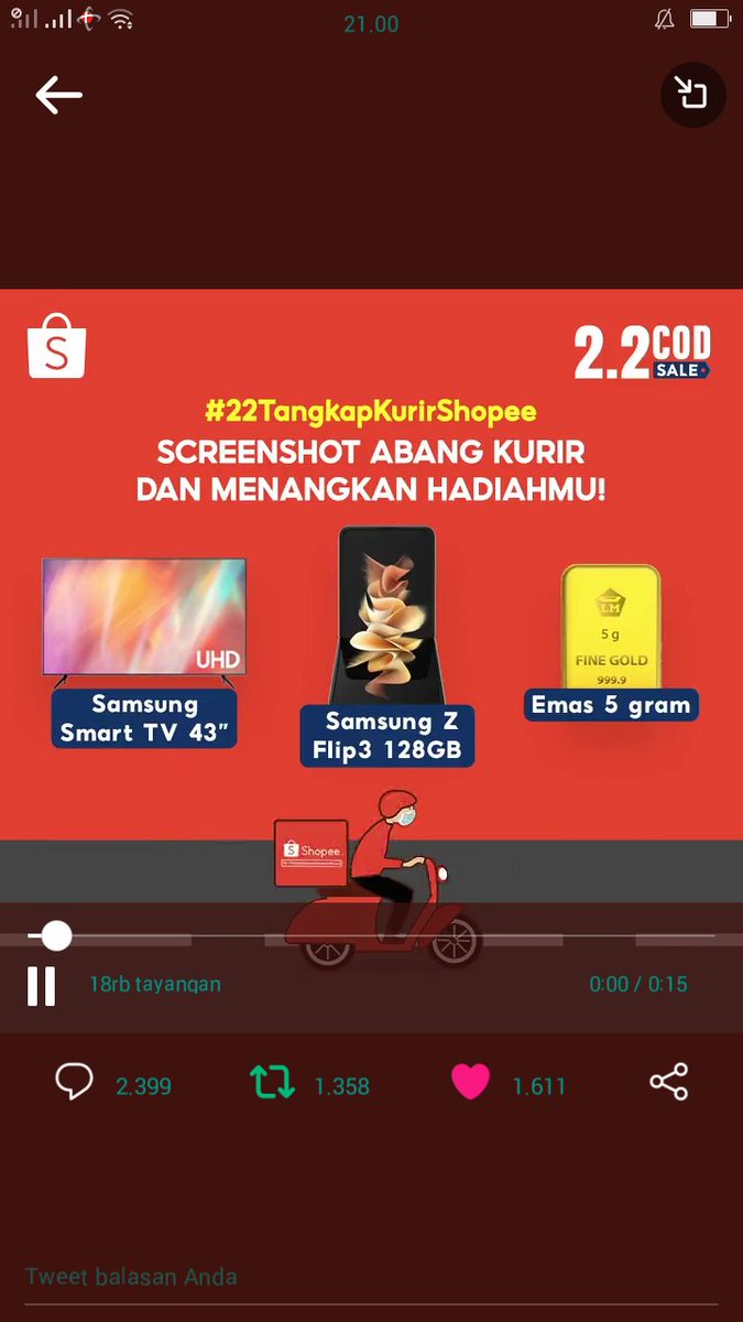 icha_syaiful's tweet photo. @ShopeeID bismillah @ShopeeID 
#22TangkapKurirShopee
#ShopeeKasihSamsungZFlip3 https://t.co/bMVMIQ8V9V