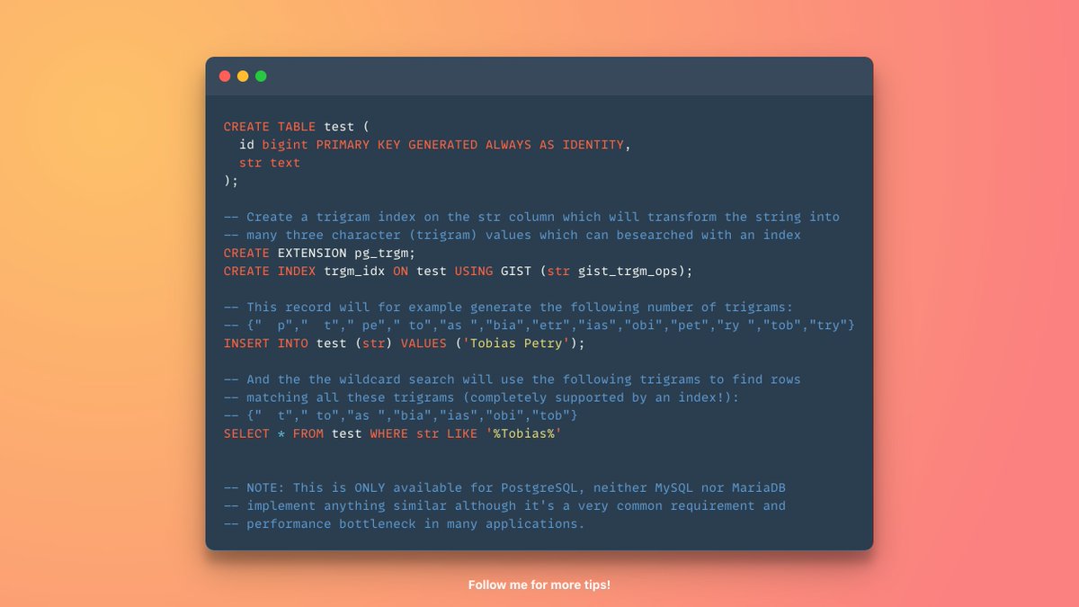 Use PostgreSQL's trigram indexes to make WHERE LIKE queries faster