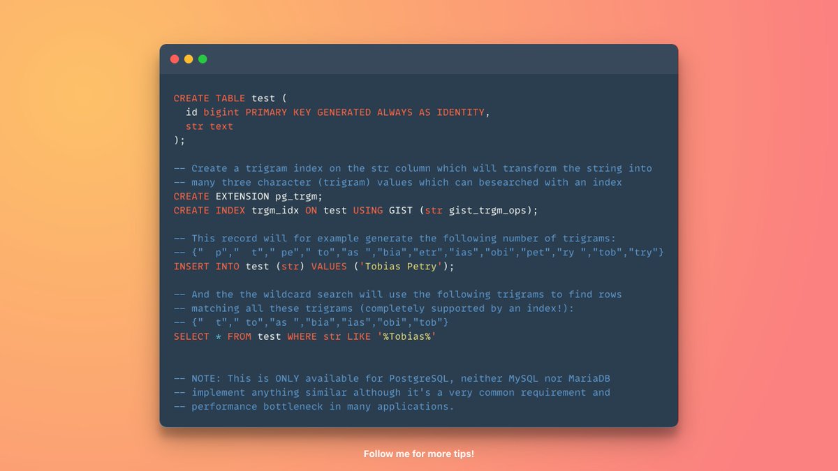 Use PostgreSQL's trigram indexes to make WHERE LIKE queries faster