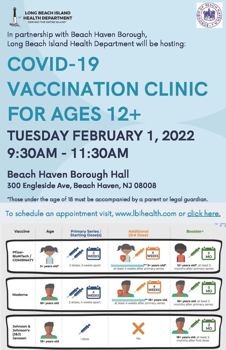 LBI Health Dept is hosting a COVID Vaccination clinic at BH Borough Hall.  To register: ow.ly/hVer50HAPh7