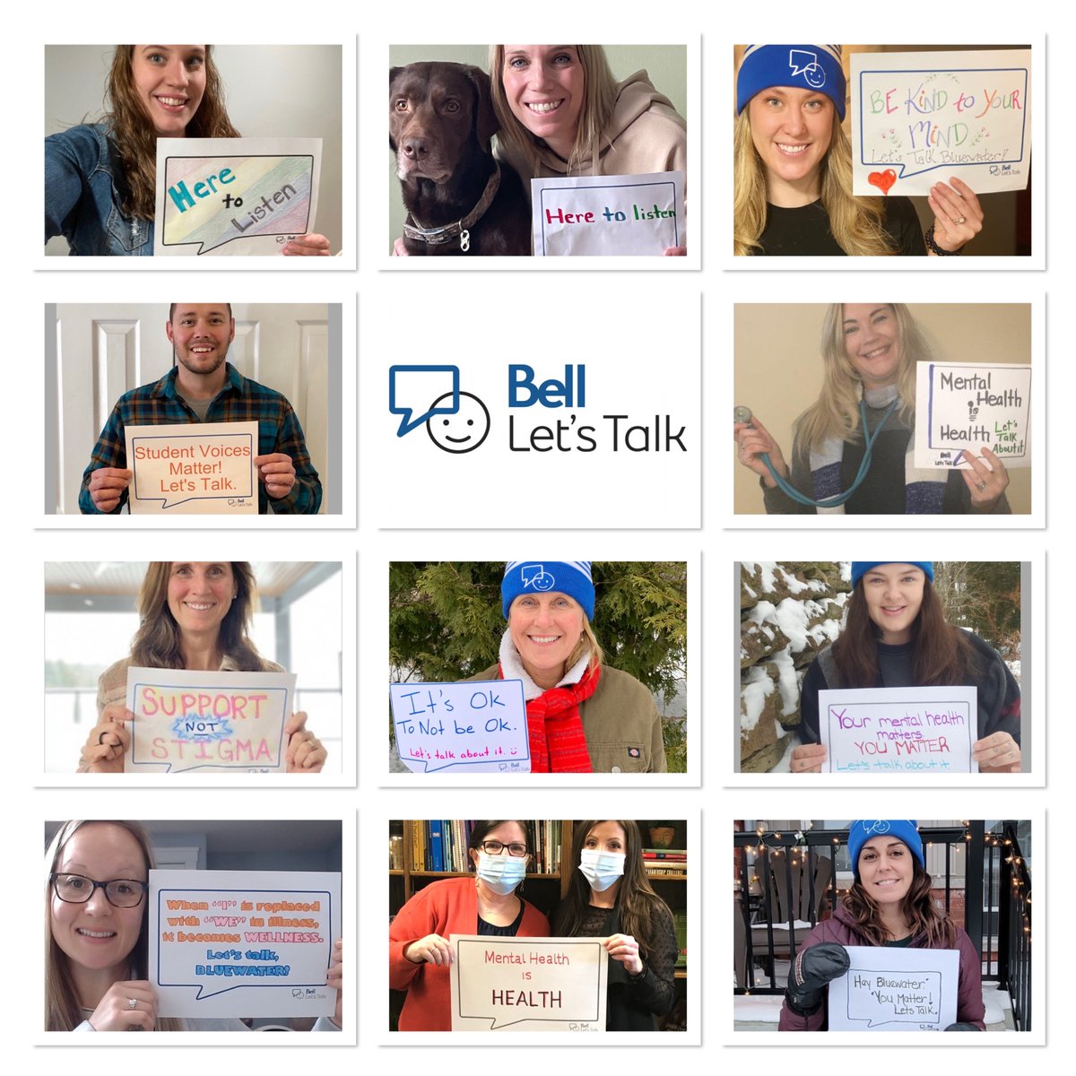 BluewaterDSB's tweet photo. Today is #BellLetsTalk Day as #BWDSB joins the conversation to raise mental health awareness, reduce stigma, and express support for those who need it. Our #BWDSB Mental Health Team shares this message with our students, staff, families, and communities. https://t.co/0HGuZ2fRlN