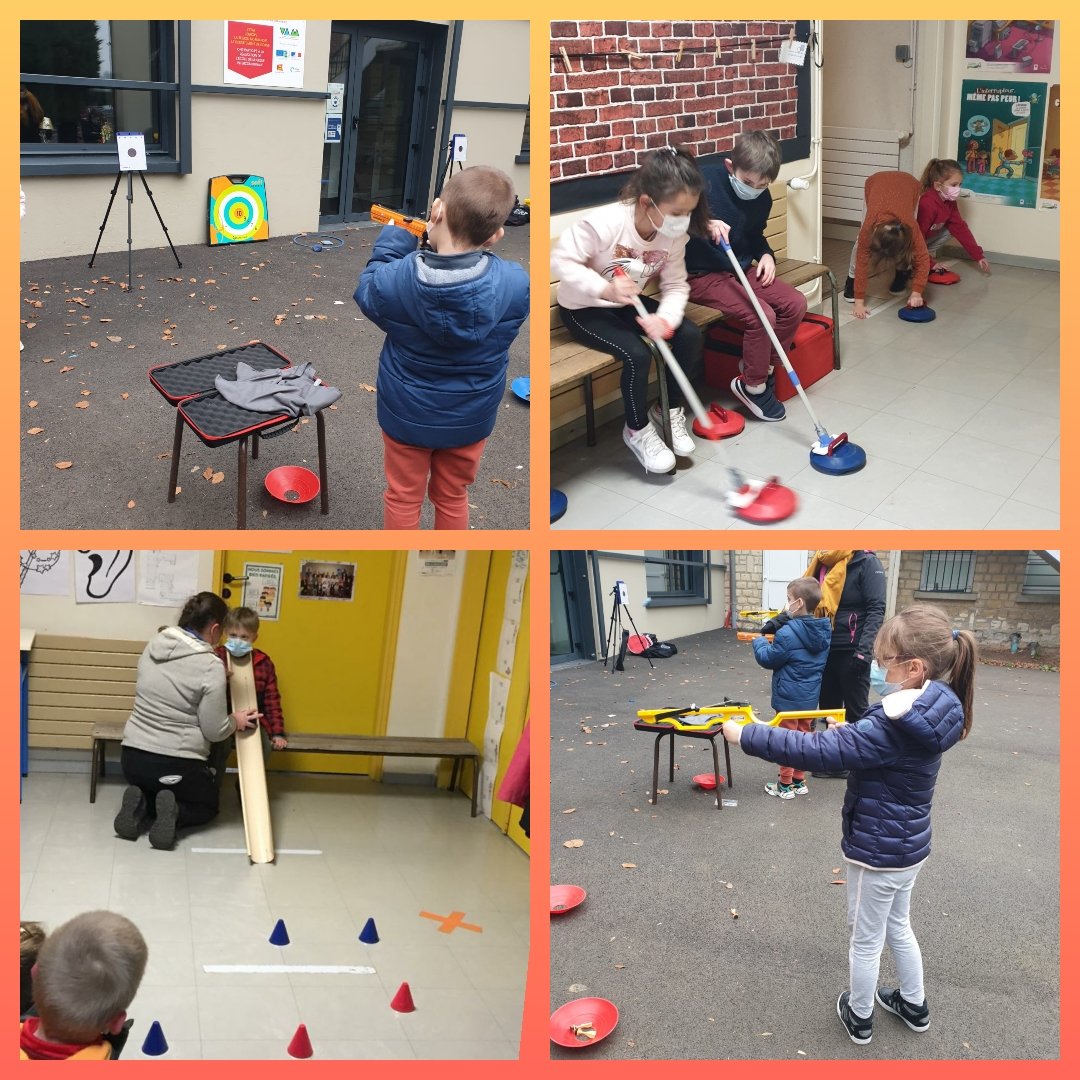 Journee sportive #SOP2022
#SemaineOlympiqueetParalympique
biathlon avec tir au pistolet laser et  à l'arbalète, curling, slalom
Decouverte de sports paralympiques 
Merci a Gaelle <a href="/USEP_61/">USEP 61</a>
#generation2024 <a href="/Jo2024Paris/">JO2024PARIS</a> #élèvesvimoutiers