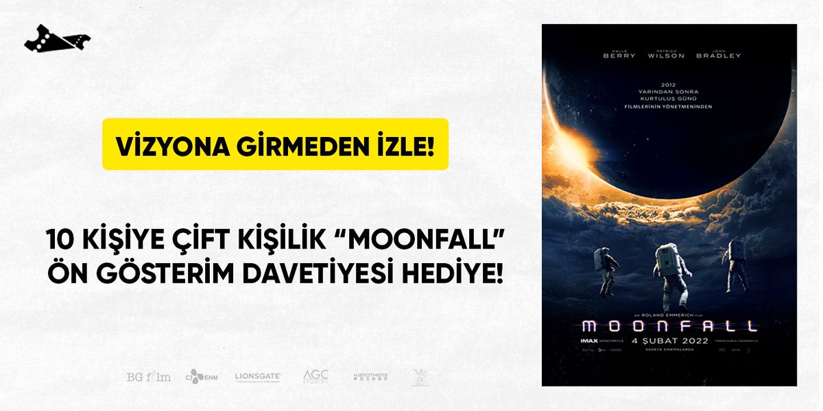 biletinial's tweet photo. 2 Şubat’ta ön gösterimi gerçekleşecek #Moonfall filmine özel 10 kişiye 2 kişilik davetiye hediye! 🤩

🌟Yapman gerekenler;

📌 En sevdiğin bilim-kurgu filmini yorumlarda paylaş,
📌 Postu RT’le ve beğen,
📌@biletinial Twitter hesabını takip et,

❗Son gün: 1 Şubat Salı 22:00 https://t.co/4UdN8KgUYD