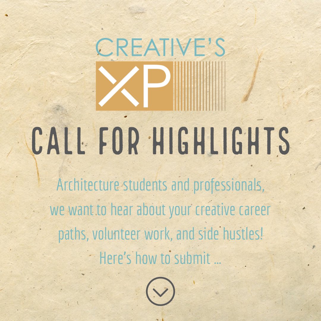 1) Inbox us a headshot and photo of you in action! 2) Include a brief about your education, current career path, volunteer initiative or side hustle.
3) Let us share your Creative’s XPerience! #architecture #creativecareers 
…
Deadline: February 15, 2022