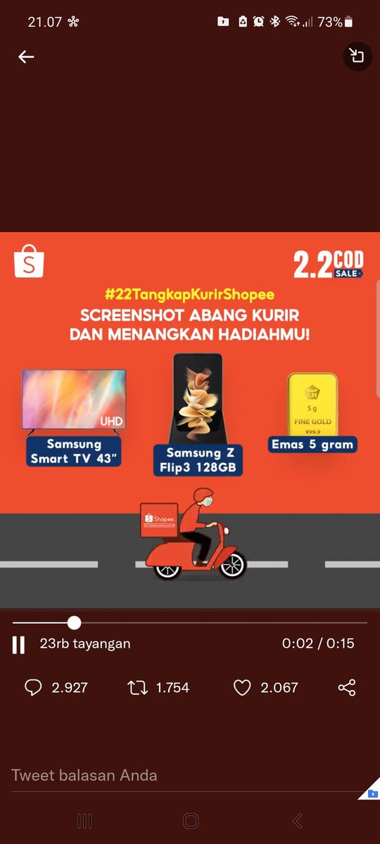 arifseboh's tweet photo. @ShopeeID #22TangkapKurirShopee #ShopeeKasih @ShopeeID bismillah semoga ada rezekinya https://t.co/fAzCMjZImA