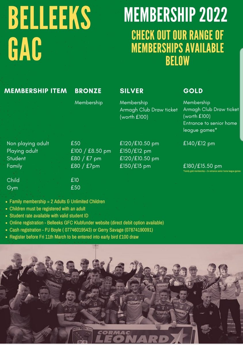 BelleekGAC's tweet photo. Club membership time of year again, all existing and new members can register on the below link. 

ALL PLAYERS MUST BE REGISTERED IN ORDER TO TRAIN AND PLAY FOR THE UPCOMING SEASON 🇮🇪

https://t.co/mYkZhMhF7f https://t.co/l8CeeTcCuE