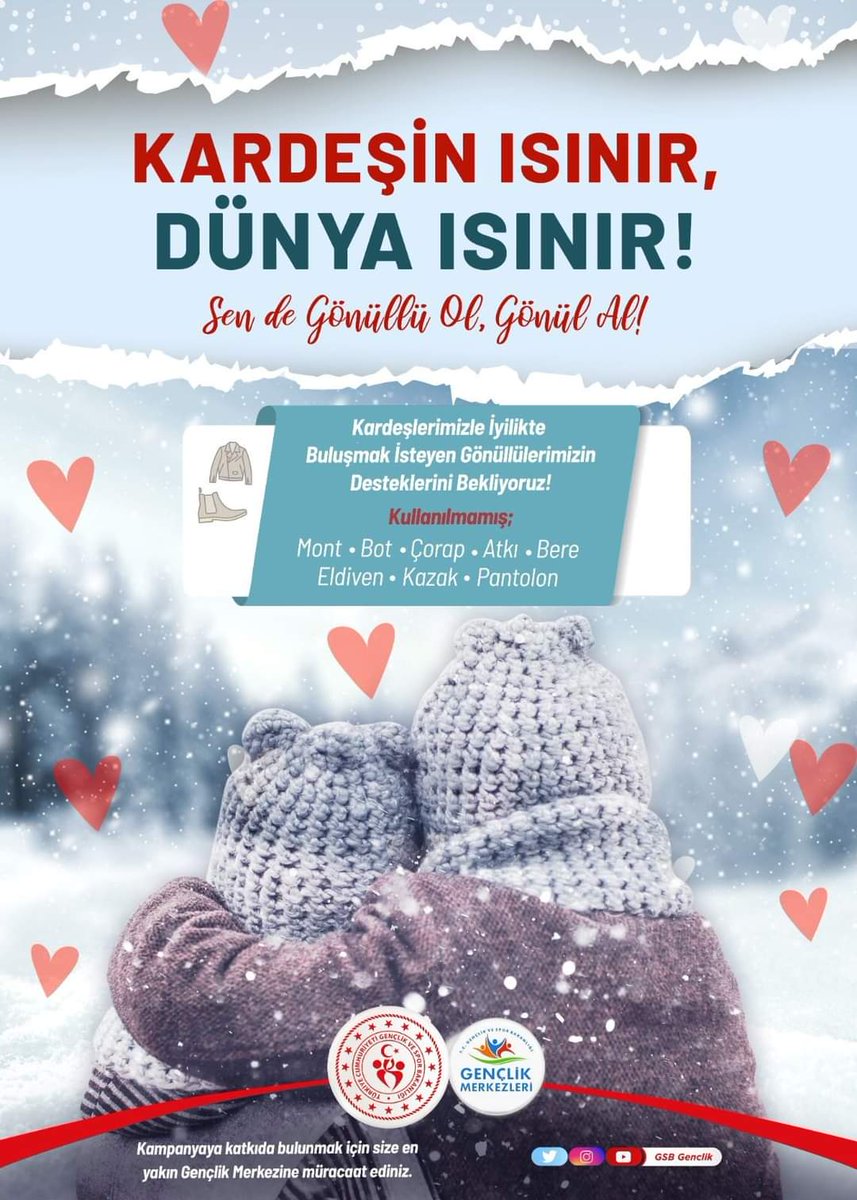 KARDEŞİN ISINIR, DÜNYA ISINIR!

Gönüllülük hareketimize destek olmak için sizleri 81 ilde size en yakın Gençlik Merkezimize bekliyoruz.