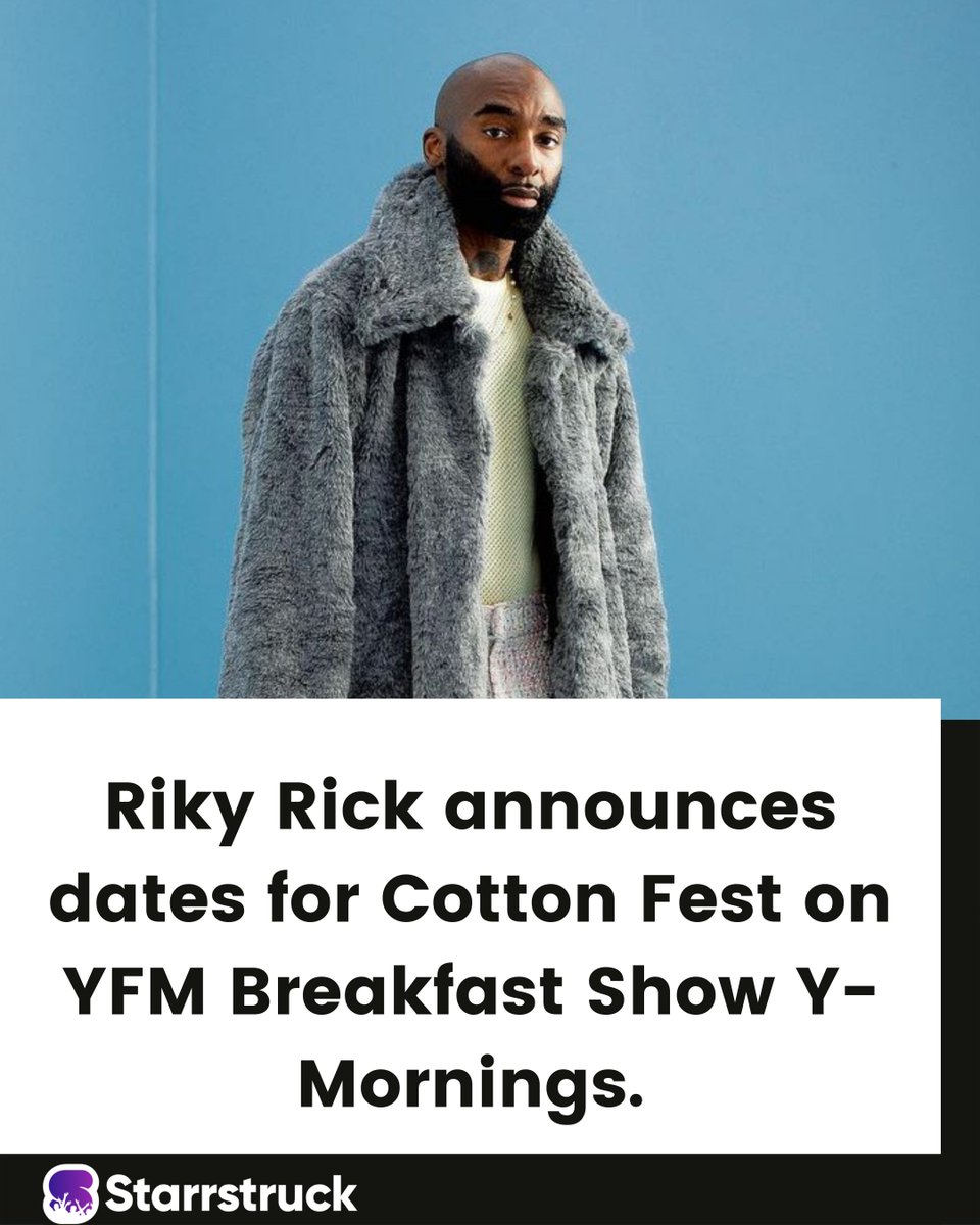 StarrstruckSA's tweet photo. @rikyrickworld this morning announced dates for @CottonFestJHB 2022 on @DJAnkletap  Y-Mornings.

Cottonfest will be a 2 day event on 19 and 20 March 2022. https://t.co/DynWjyXj1D