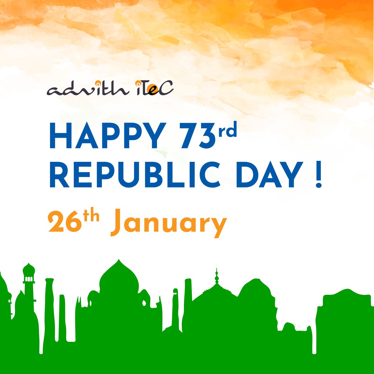 AdvithItec's tweet photo. It's 26th January today, the historical day to remember our National Heroes and Freedom Fighters, Who sacrificed their life to give us a republic nation. Happy 26th January,
Happy Republic Day !
#HappyRepublicDay #RepublicDay https://t.co/0olBjVpFgJ
