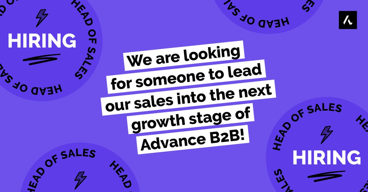 [#HIRING] New Head of Sales for <a href="/AdvanceB2B/">Advance B2B | Marketing Agency</a>. Is that you or someone you know? I have promised to bake a cake for the tip that leads to recruitment! 🍰🖖

More details here: careers.advanceb2b.com/jobs/1547548-h…

PS. Retweets appreciated! 🙏

#agencylife #työpaikat #myyntijohtaja #headofsales