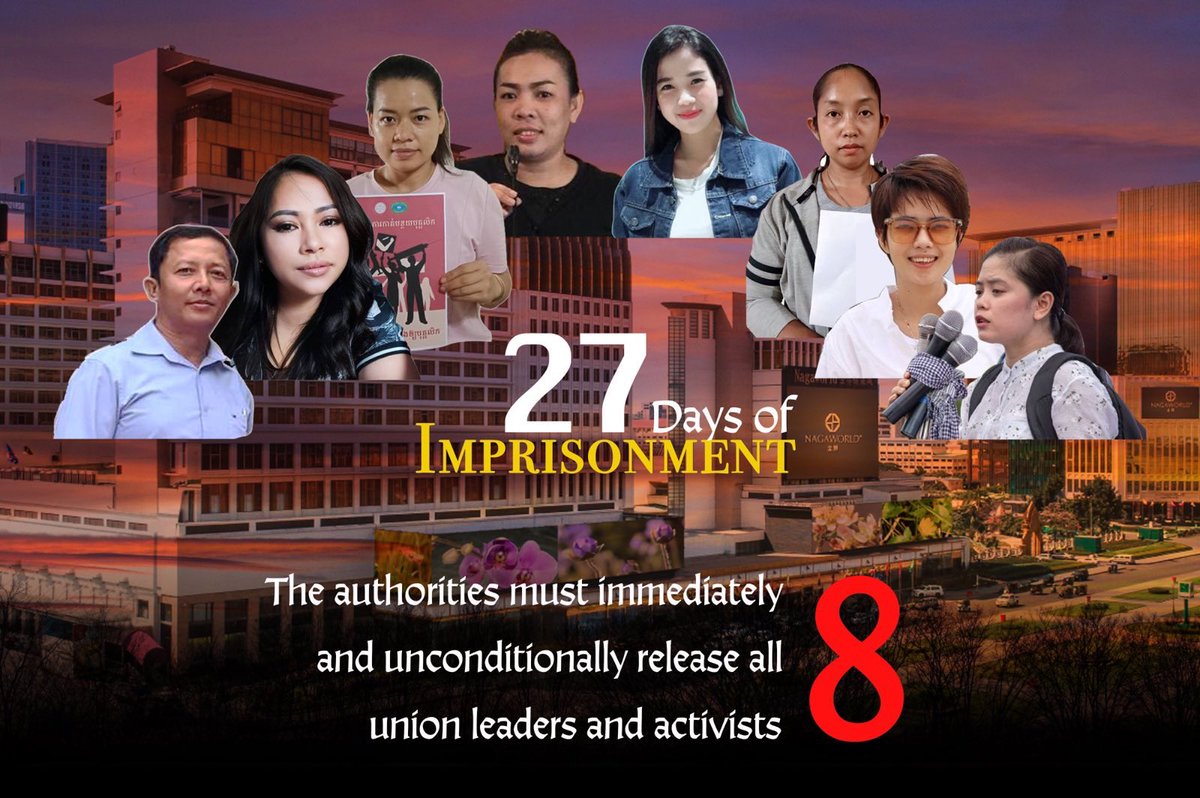 ccfccambodia's tweet photo. NagaWorld must cease discrimination against the union!
----------------------------
Immediately and unconditionally release all 8 union leaders and activists now! 
#LaborRightsKH 
#WorkersRights 
#StopUnionBustingNagaWorld 
#We_need_Union_Union_need_us_too https://t.co/eH6ZCfj093
