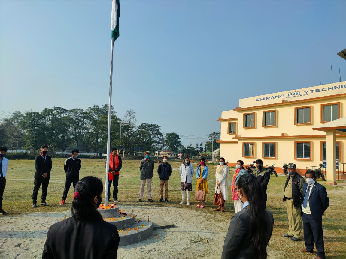 chirang_poly's tweet photo. Blissful Celebration of 73rd Republic Day at Chirang Polytechnic in presence of the Principal, Faculties, Staffs and Students. The National Flag was hoisted by the Principal. https://t.co/kxInXsh2gk
