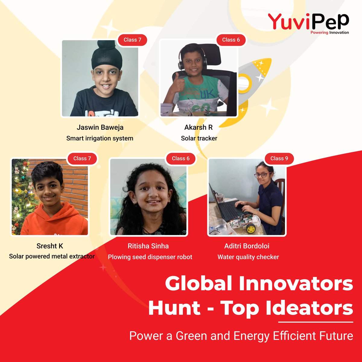 yuvipep's tweet photo. YuviPep Top Ideators 🏆

Congratulations to all the winners and participants of the YuviPep Global Innovator’s Hunt Contest 2021 – 22. The topic of the contest was ‘Powering a green and energy-efficient future.’ 

To book a free class, please visit: 
https://t.co/WRisRbSOSZ https://t.co/uEN7Ibl8iz