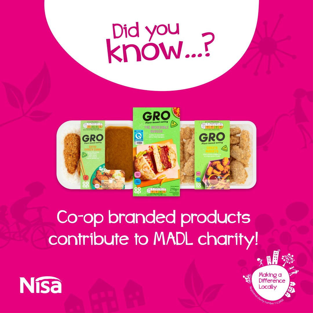 MADLcharity's tweet photo. On #WellnessWednesday if you're trying to eat more plant based products for #Veganuary don't forget the tasty @coopuk #GroRange contributes to your community when purchased in a @NisaLocally store without costing you a penny more!
That's what we call a #WinningWednesday! https://t.co/RusZDtS5a3