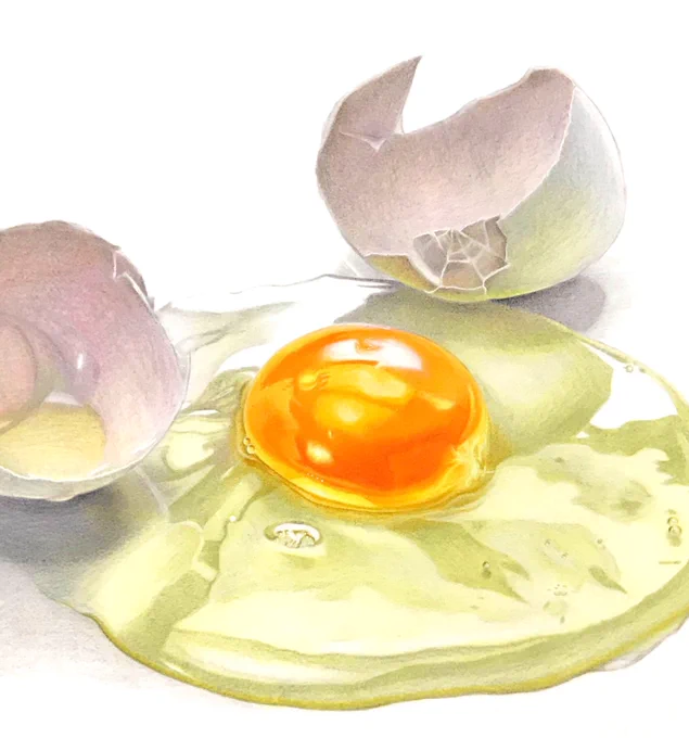 色鉛筆で描いた生卵

#色鉛筆画 #イラスト 