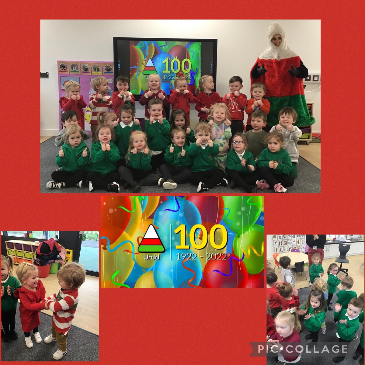 Tirdeunaw's tweet photo. Meithrin prynhawn wedi mwynhau dathlu’r canmlwyddiant @Urdd Penblwydd Hapus Yr Urdd! Afternoon nursery enjoyed celebrating 100 years of @Urdd #Tirdeunaw #Meithrin #Cymreictod #YmgaisRecordBydYrUrdd https://t.co/knGKa5DMS7