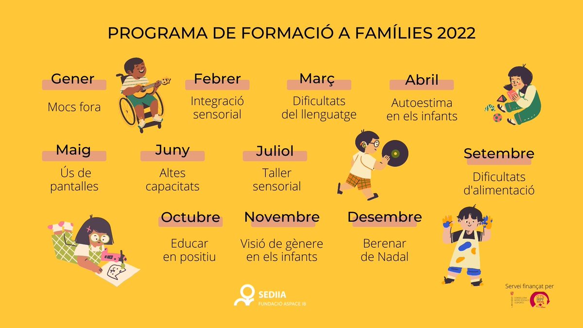 aspaceib's tweet photo. [#SEDIIA] Famílies d' #AtencióPrimerenca!

Enguany teniu una nova oportunitat de gaudir del Programa de Formació per a Famílies Familia, sense cap mena de cost.

#discapacidad #paralisiscerebral #aspaceib https://t.co/A8qrXmvzJN