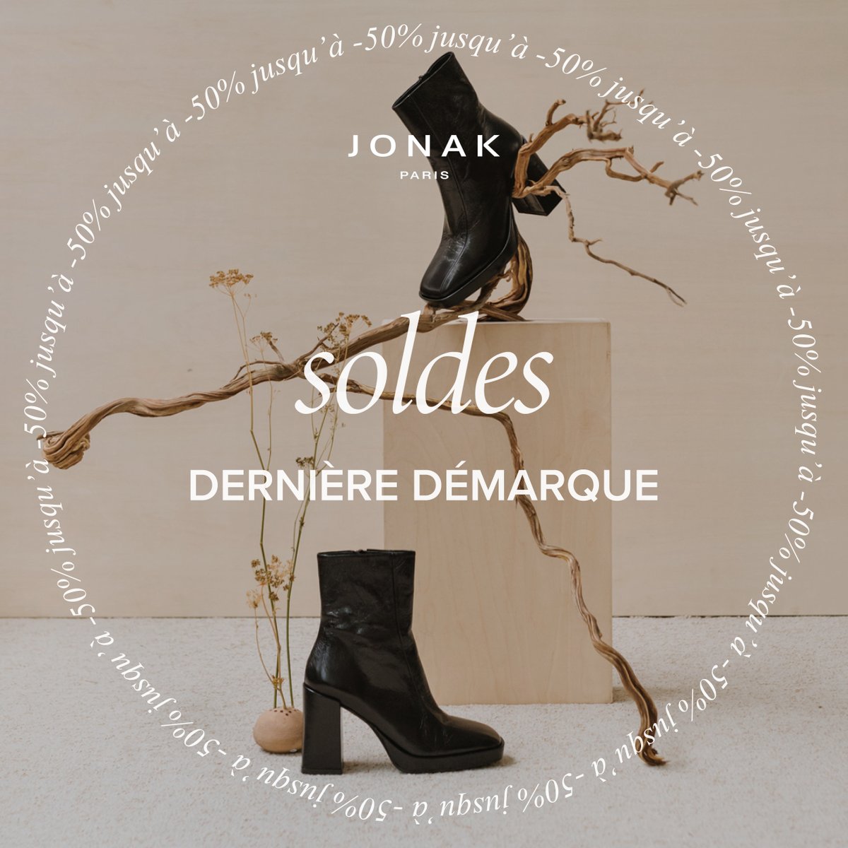 SOLDES 👢 Dernière démarque ! 
C’est parti pour la dernière démarque de nos soldes d’hiver !
Jusqu’à -50% sur la collection, en boutiques et sur le e-shop. ✨
 jonak.fr 
#jonak #soldes #fw21