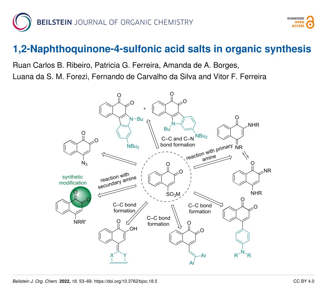 BeilsteinInst's tweet photo. This review from researchers @uff_br 🇧🇷 reports several examples of #syntheses of functionalized 1,2-naphthoquinones substituted at the C4 position of β-NQS

#naphthoquinones #MedicinalChemistry #OrganicSynthesis #derivatization #reagents 

➡️ https://t.co/BACzhXRQ8V 

🔓 #BJOC https://t.co/cbXUfCxmSG