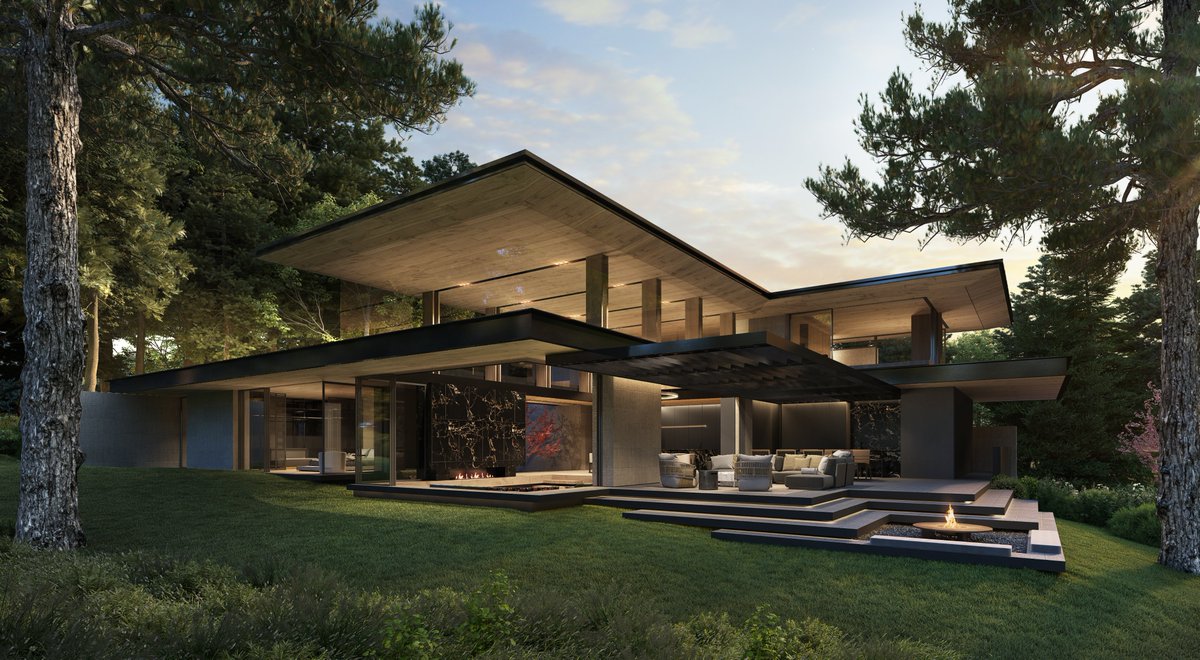 Asama - Karuizawa, Japan 

The double volume living area opens itself up towards the forest, acting as a lantern amongst the trees at night with an oversailing timber roof tying the design back to the traditional architectural context of Japan. 

#architecture #design #japan
