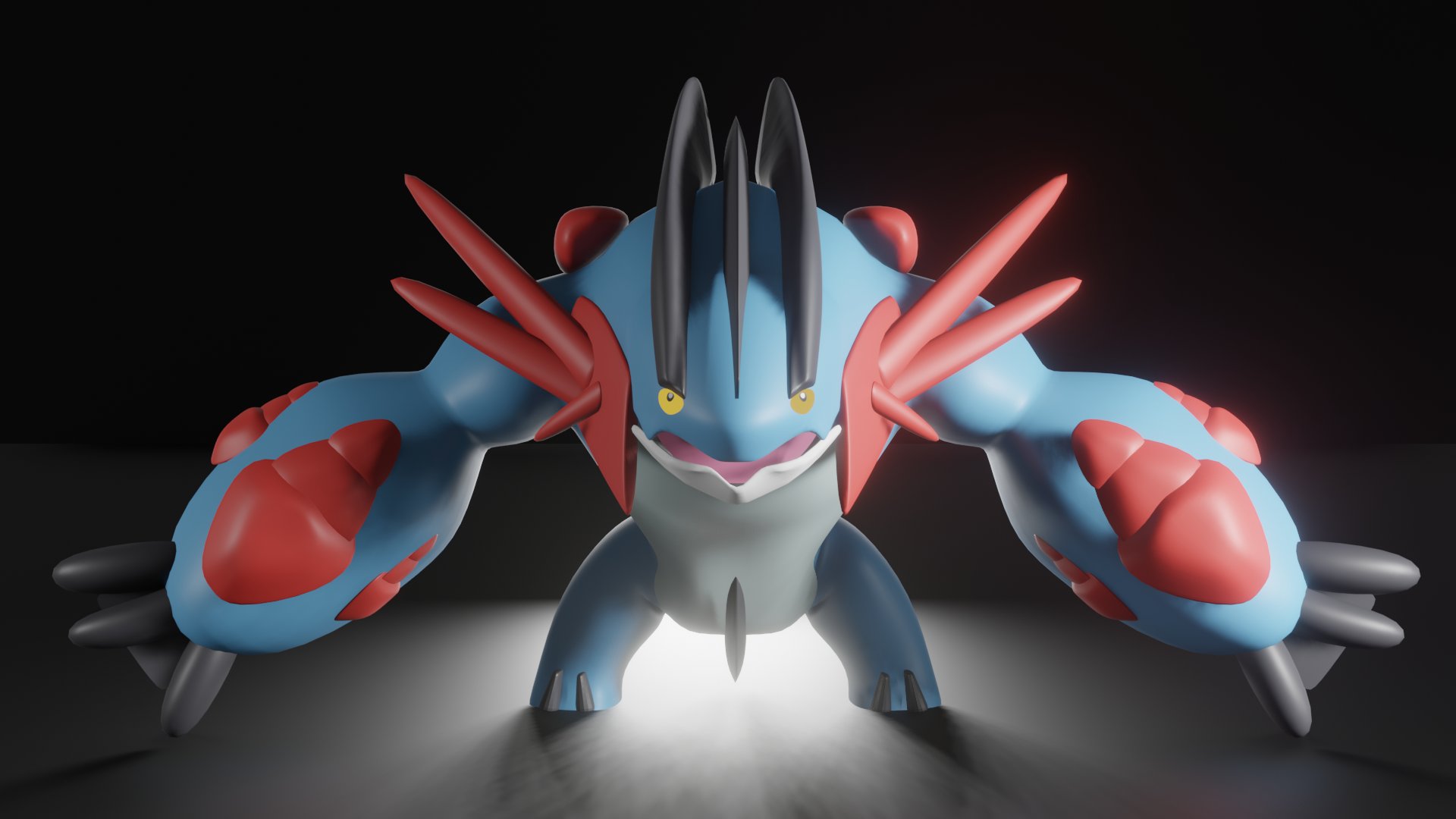 ときや Blenderでメガラグラージをモデリングしました ライティングで最終兵器感が漂ってます そのパーティ ラグで詰まないか Blender d Pokemon ポケモン メガラグラージ T Co Xs01ulroe3 Twitter