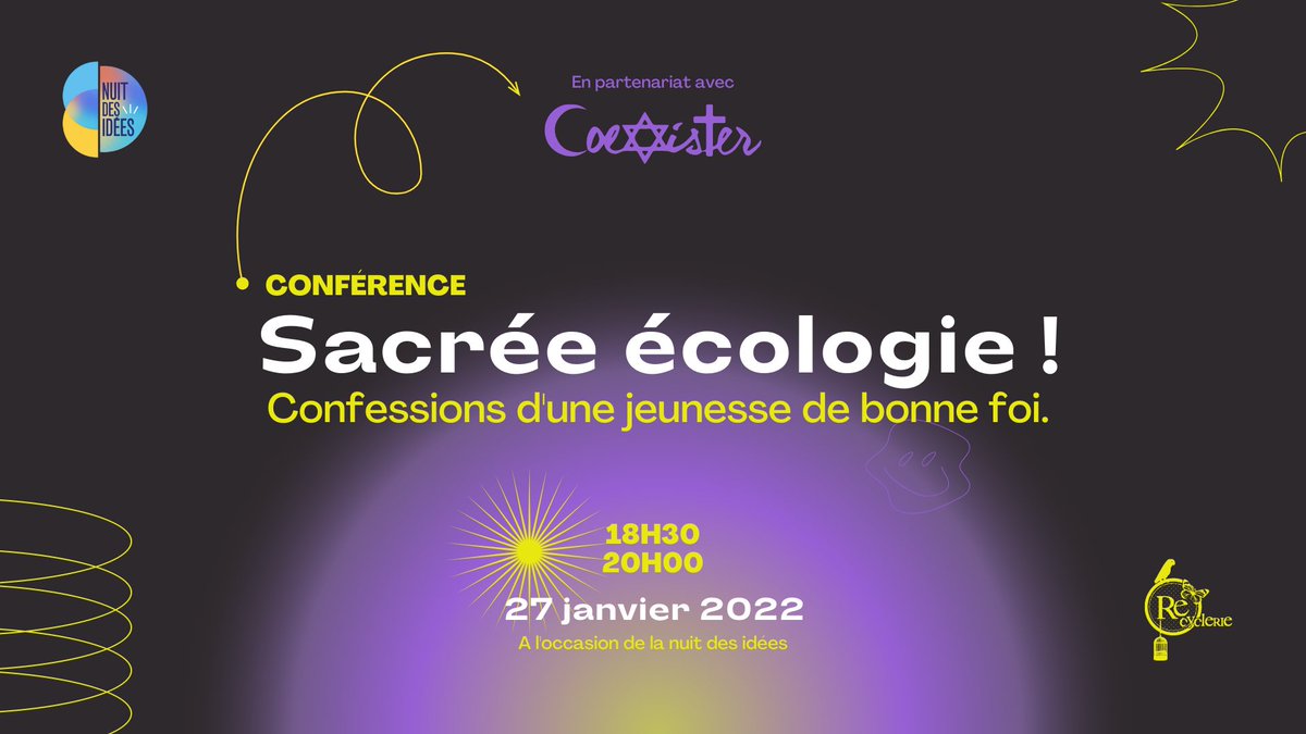 ♻️🙏🌍 Quelle responsabilité les religions et la spiritualité peuvent-elles avoir dans la transition écologique et notre rapport à la nature ? C’est le thème de la discussion organisée à la <a href="/LaRe_cyclerie/">La REcyclerie</a> et <a href="/AssoCoexister/">Coexister</a> pour la Nuit des Idées ce jeudi 27 janvier dès 18h30 !