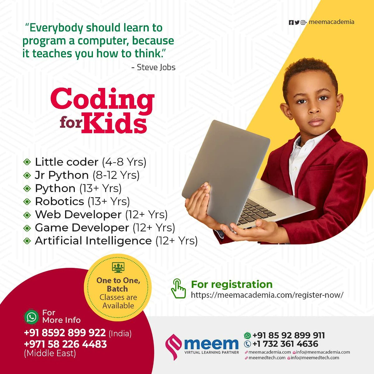 Meemacademia's tweet image. #CodingforKids
#littlecoder
#JrPython
#Python
#Robotics
#WebDeveloper
#GameDeveloper
#ArtificialIntelligence
#onlineeducation
#continuousLearning
#VirtualPartner
#Globalaccess
#meemacademia
#meemedtech
