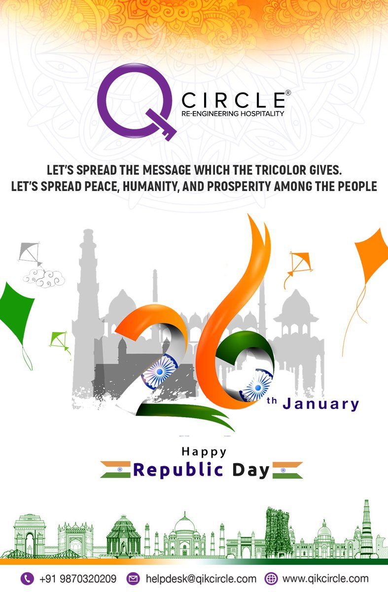 Qikcircle's tweet photo. Wishing you all a Happy Republic Day. Jai Hind 

- Team #QiKCircle
#HappyRepublicDay #JaiHind https://t.co/pED3XsOwOE