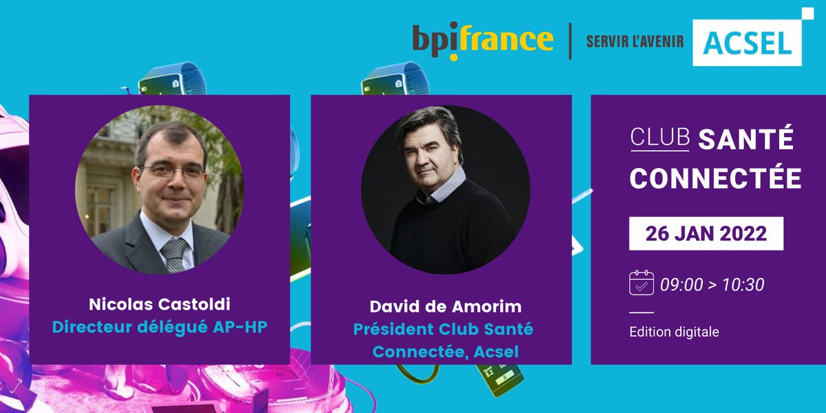 AcselDigital's tweet photo. 🔥🩺 Nous sommes heureux de vous annoncer le lancement du club #santé connectée de l'Acsel !

Nicolas Castoldi, Directeur délégué @APHP 
&amp; David de Amorim, Président Club Santé Connectée @AcselDigital https://t.co/Q6Z34AZsf0