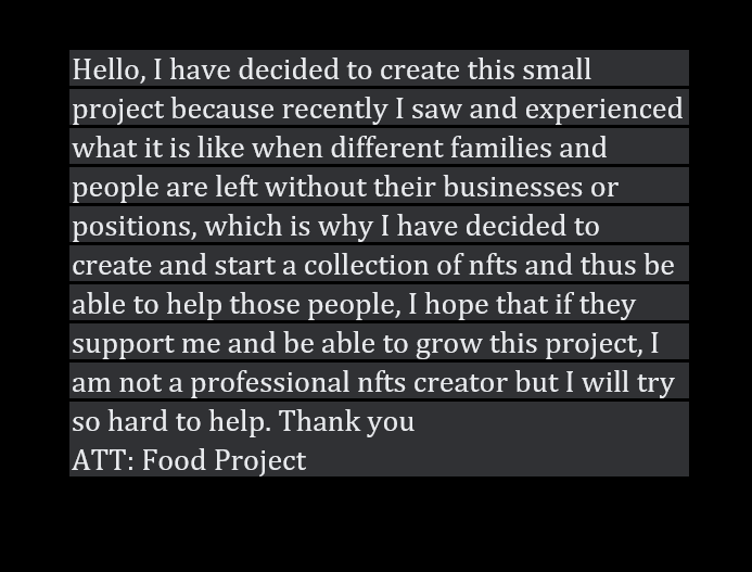 FoodProyect's tweet image. I hope and support me thanks