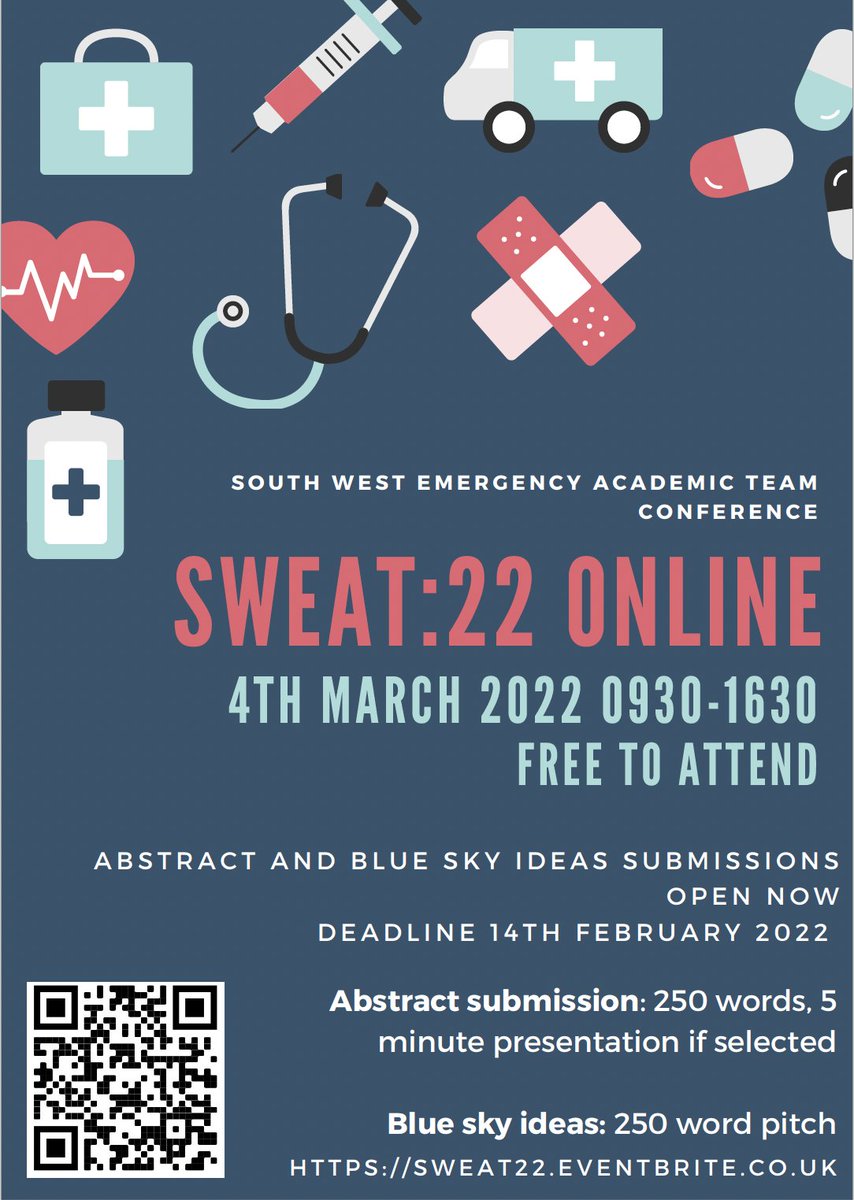 lauracottey's tweet photo. Want to share your emergency research or have a brilliant research idea? Then don't miss the deadline for @SWEAT22online for abstract and blue sky ideas submission, more information and tickets 👉https://t.co/nW3uSiSukm https://t.co/hAlF7DDWn4