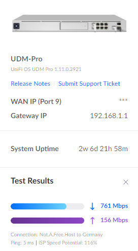 henrihie's tweet photo. @JussiRoine Weird indeed. I've been running UDM Pro for about a month now without issues. Have you managed to get 1Gbps download speeds before? My speeds seem to cap at 830Mbps. 🥸 https://t.co/xIlfD1Mmfv