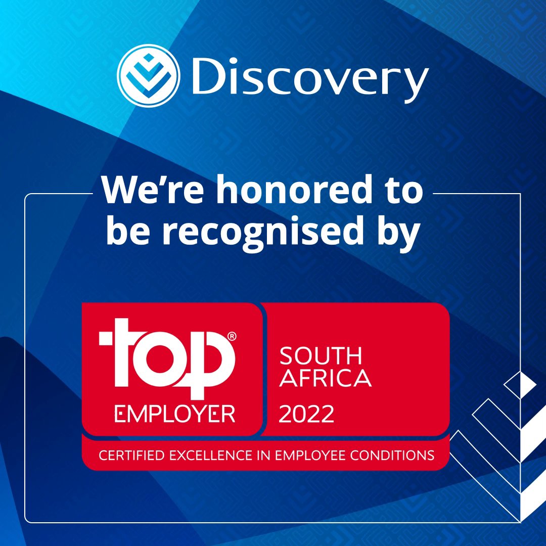 We are honored to be recognized by the Top Employers Institute as a Top Employer in South Africa. Our employees are paramount to achieving our purpose of making people healthier, and enhancing and protecting their lives. #InsideDiscovery #TopEmployer https://t.co/BLlJFgIjZ3