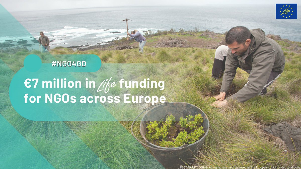 ComisionEuropea's tweet photo. ‼️ 7 millones de € para el programa #LIFE destinados a que las #ONG afectadas por la crisis de la #COVID19 puedan seguir trabajando en:
🔸Proteger nuestro #medioambiente
🔸Mitigar los efectos del #cambioclimático.
👉 https://t.co/hH2Ba0BSIZ
#NGO4GD @LIFEprogramme https://t.co/pjQsTW7wU1