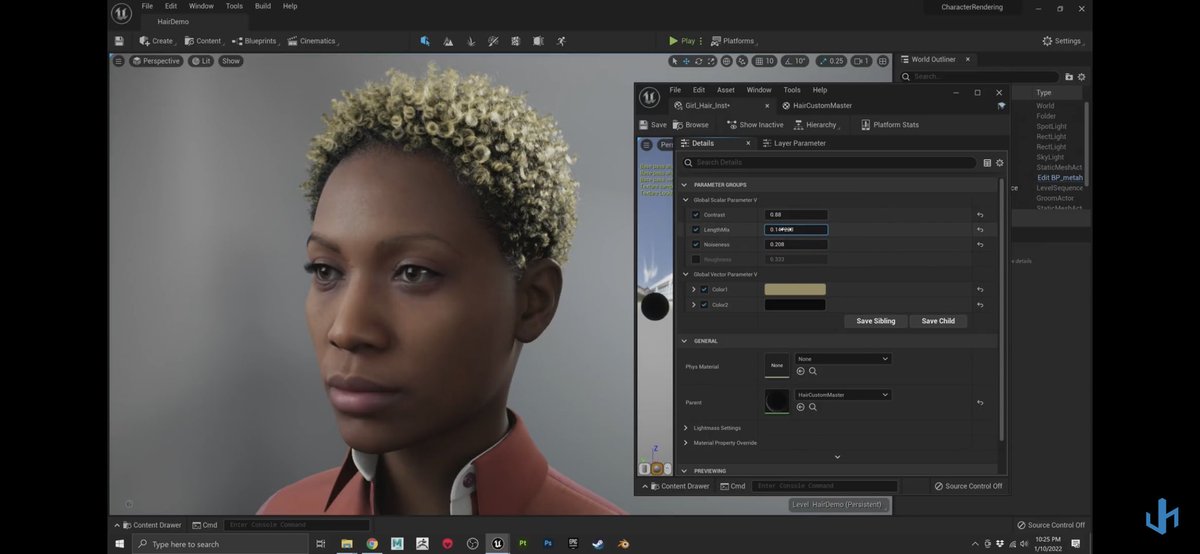 MintahGames's tweet photo. @indigodoyle Metahuman has very well done hair for curly styles! Obviously not stylized, but could be a reference? https://t.co/bdbqLXu2Or