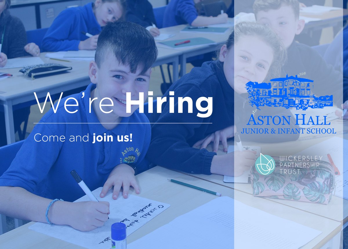 astonhallschool's tweet photo. VACANCY – Assistant Headteacher
Location: Aston Hall Junior &amp; Infant School
Salary: Leadership Scale L5 - L9
Closing Date: 9th February 2022 (Noon)

For more details and to apply, please see our website: https://t.co/QH6h3WE5yt https://t.co/jSYtEcV0vG
