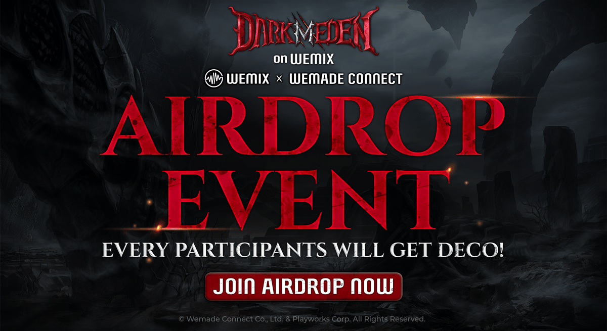 Dark Eden M on WEMIX (@darkedenm) on Twitter photo AIRDROP EVENT IS NOW OPEN!
Everyone who participates in the AIRDROP EVENT will get 1 #DECO token
To enter:
Join AirDrop Event - bit.ly/3nVxjWZ
Follow <a href="/darkedenm/">Dark Eden M on WEMIX</a>
Like & RT
#DarkEdenMonWEMIX #WEMIX #blockchain #crypto #game #Aridrop #event #NFT #DECO AIRDROP EVENT IS NOW OPEN!
Everyone who participates in the AIRDROP EVENT will get 1 #DECO token
To enter:
Join AirDrop Event - bit.ly/3nVxjWZ
Follow <a href="/darkedenm/">Dark Eden M on WEMIX</a>
Like & RT
#DarkEdenMonWEMIX #WEMIX #blockchain #crypto #game #Aridrop #event #NFT #DECO