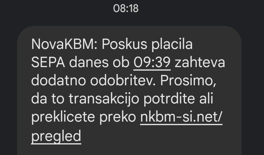 Poteka SMS #phishing kampanja, usmerjena na komitente banke NKBM. Preverite pošiljatelja in povezave!