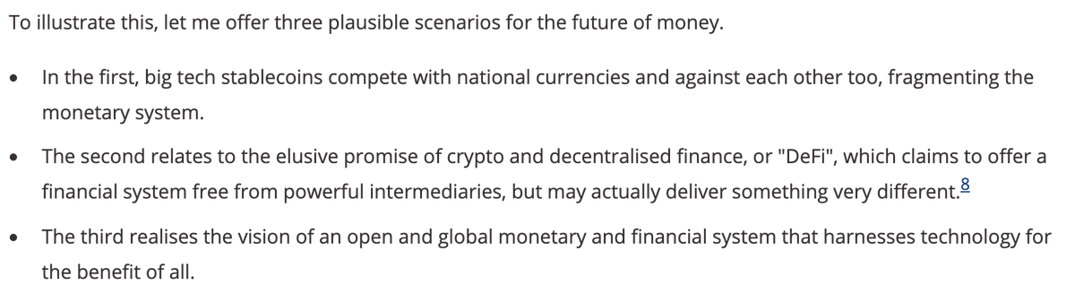 With respect to Mr Carstens, I don't think one can assume stablecoin issuers have less incentive than central banks to be interoperable with each other.

Excerpt is from Carstens' 18 January speech: bis.org/speeches/sp220…