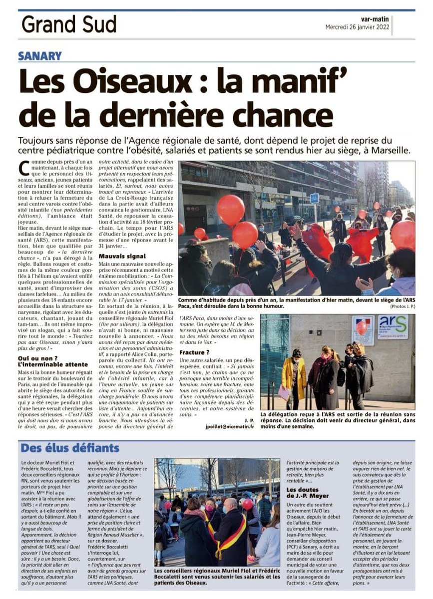 📰 <a href="/Var_Matin/">Var-matin</a> revient sur la manifestation pour défendre l'<a href="/AjolesOiseaux83/">Association Les Ois’ô</a>, à laquelle ont participé @MurielFIOL et <a href="/Boccaletti83/">Frédéric BOCCALETTI</a> ⤵