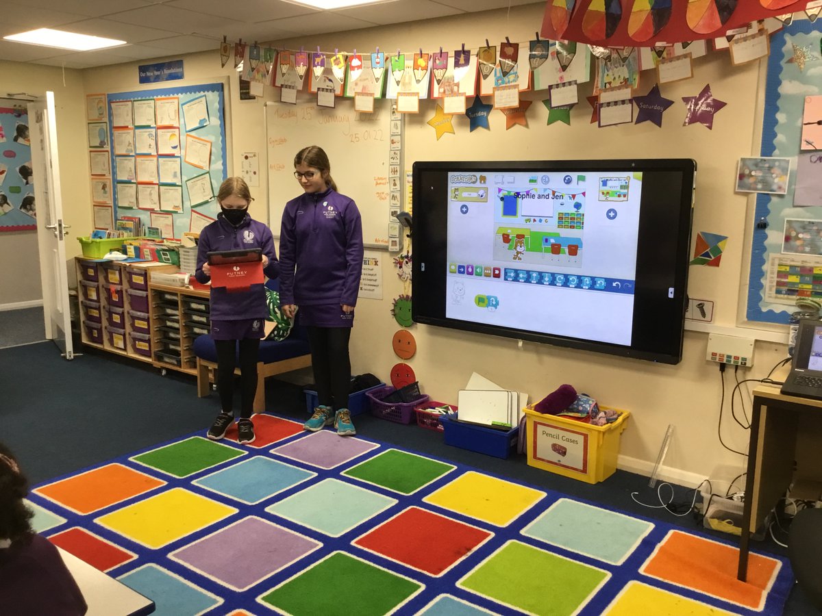 PutneyJuniorSch's tweet photo. The #digitalleaders @PutneyJuniorSch became budding computer science teachers today. They modelled how to make @ScratchJr move, jump and spin on the #iPad using simple #blockbasedcoding. Year 1 were enthralled by them and loved sharing what they had done. https://t.co/kxhdWOHzbI