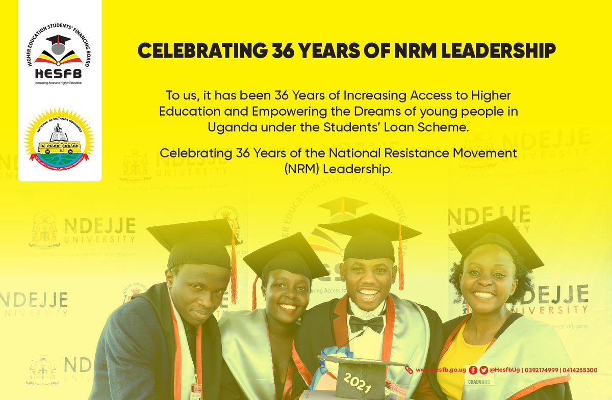 HESFSUG's tweet photo. Celebrating #NRMAt36 ๐๐๐๐๐๐ #EmpoweringDreams #IncreasingAccessToHigherEducation. @NRMOnline https://t.co/g9UaljsN2A