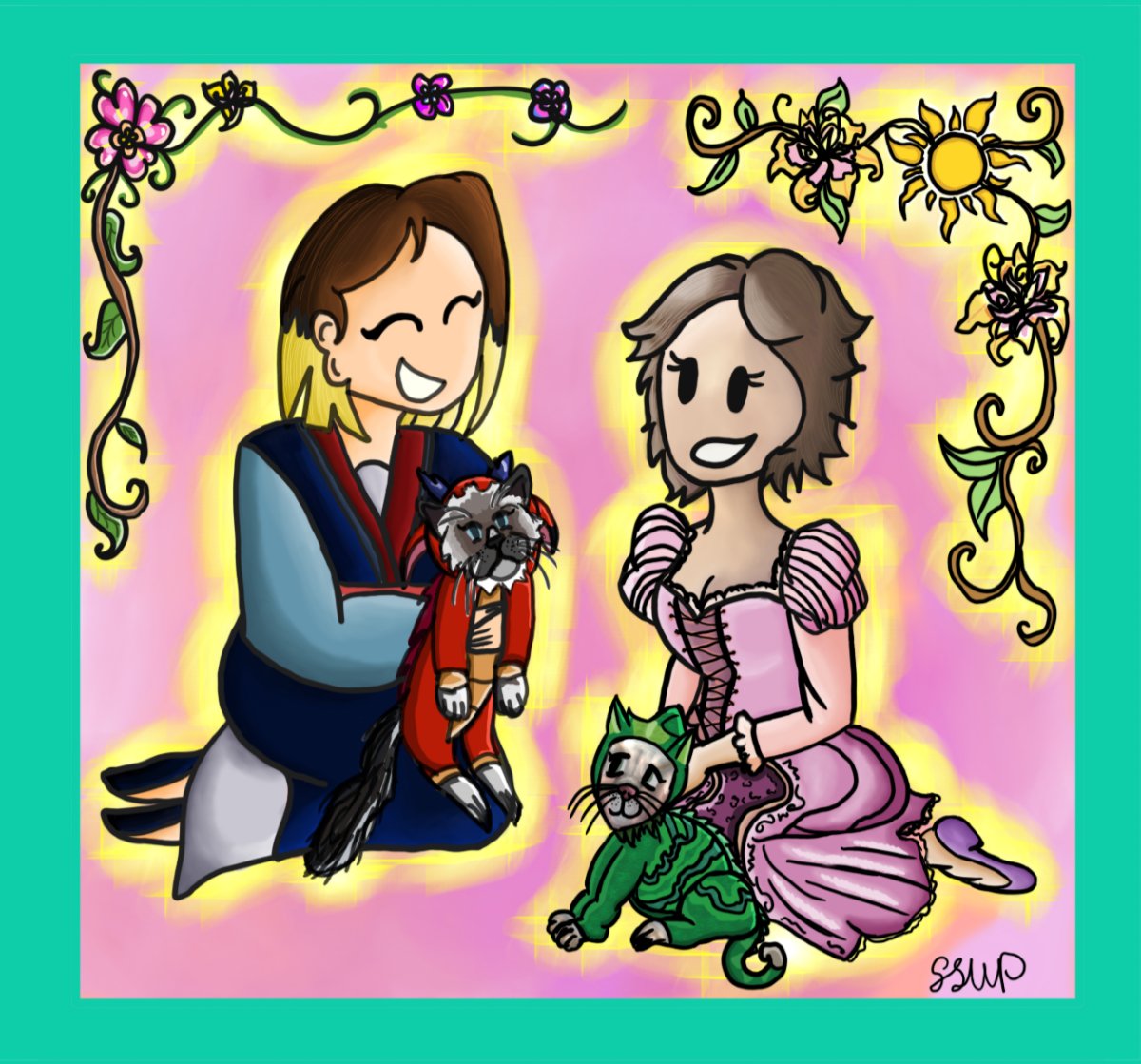 WentPlonk's tweet photo. Shout out to one of my favourite people💕 I drew us and our cats as our favourite Disney princesses #disney #disneyprincesses #mulan #rapunzel #mushu #pascal #cats #ragdollcat #friends #art #drawing #artblog #sketch #sswp #smithstreetwentplonk https://t.co/S0x10ojomV