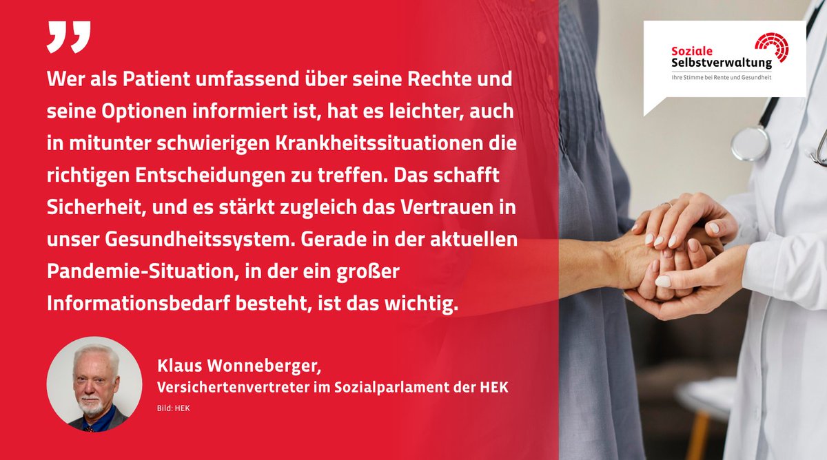 Die Soziale Selbstverwaltung der #DRVBund und der #Ersatzkassen unterstützt das Anliegen, Patientinnen und Patienten über ihre Rechte und Möglichkeiten zu informieren. #TagdesPatienten bit.ly/3u515MC