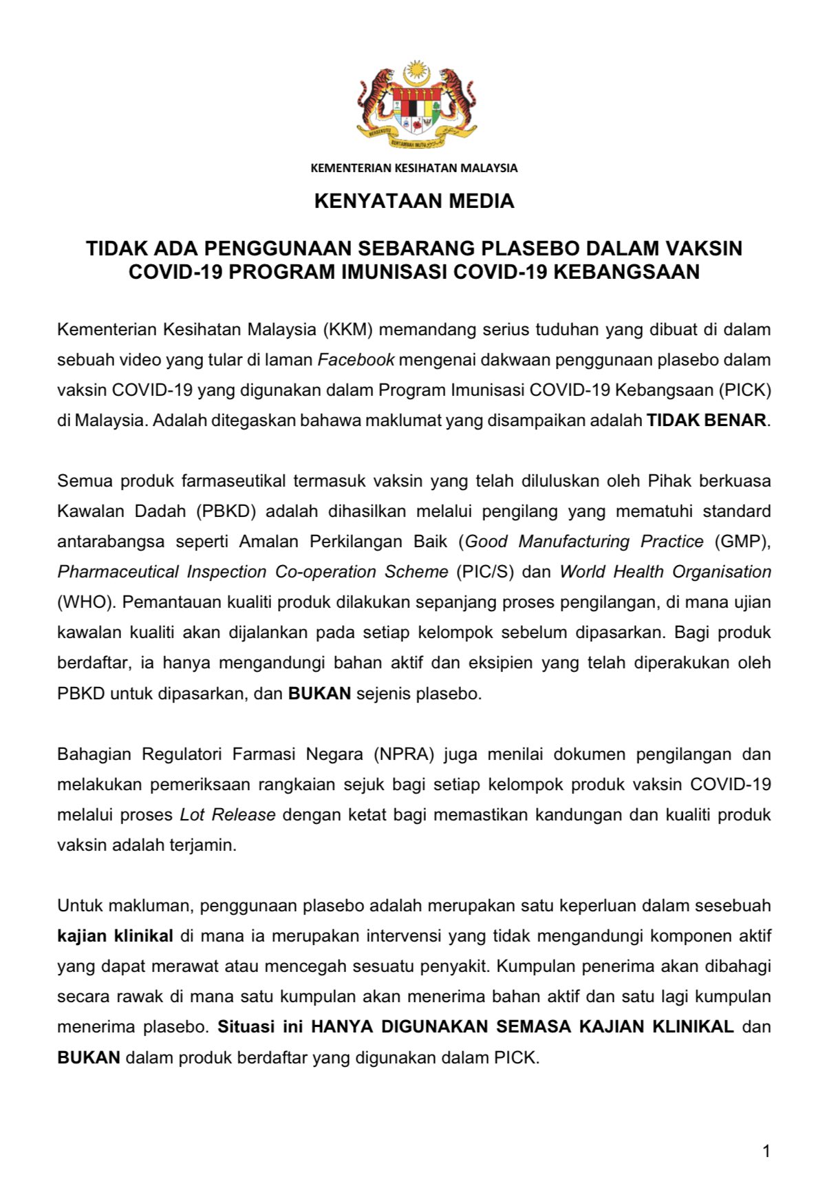 Kebangsaan malaysia imunisasi program