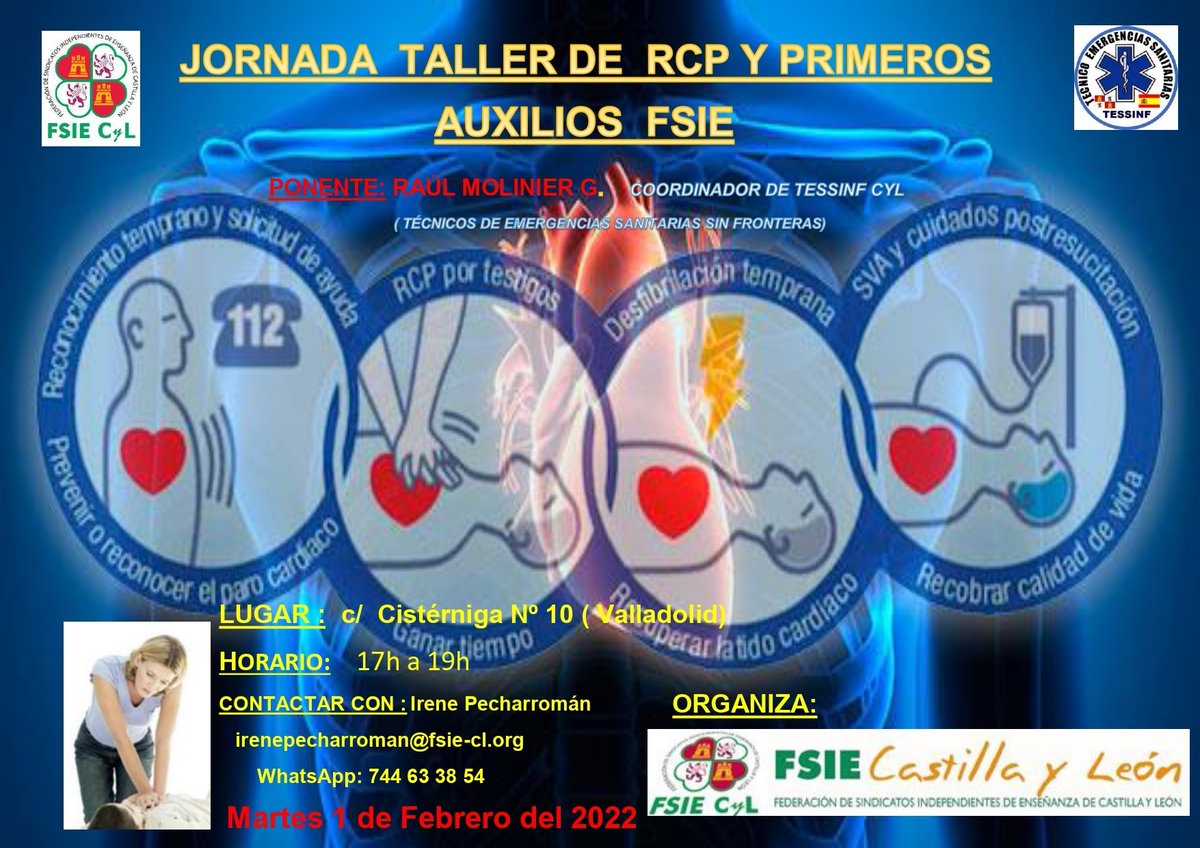 JairoFSIE's tweet image. @fsiecl organiza un taller de RCP y primeros auxilios en Valladolid #primerosauxilios #rcp #formacion #educacion @TESSINF @fsiecyl #fsie #discapacidad #concertada #privada #fsie